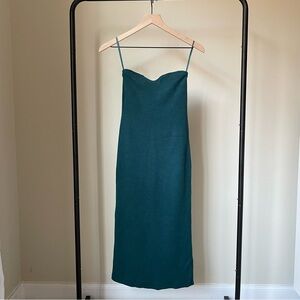 Abercrombie & Fitch Strapless Midi Sweater Dress in Teal